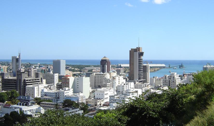 Port Louis (MRU) — business corridor international hub airport, photo via Wikimedia Commons (media-list scan)